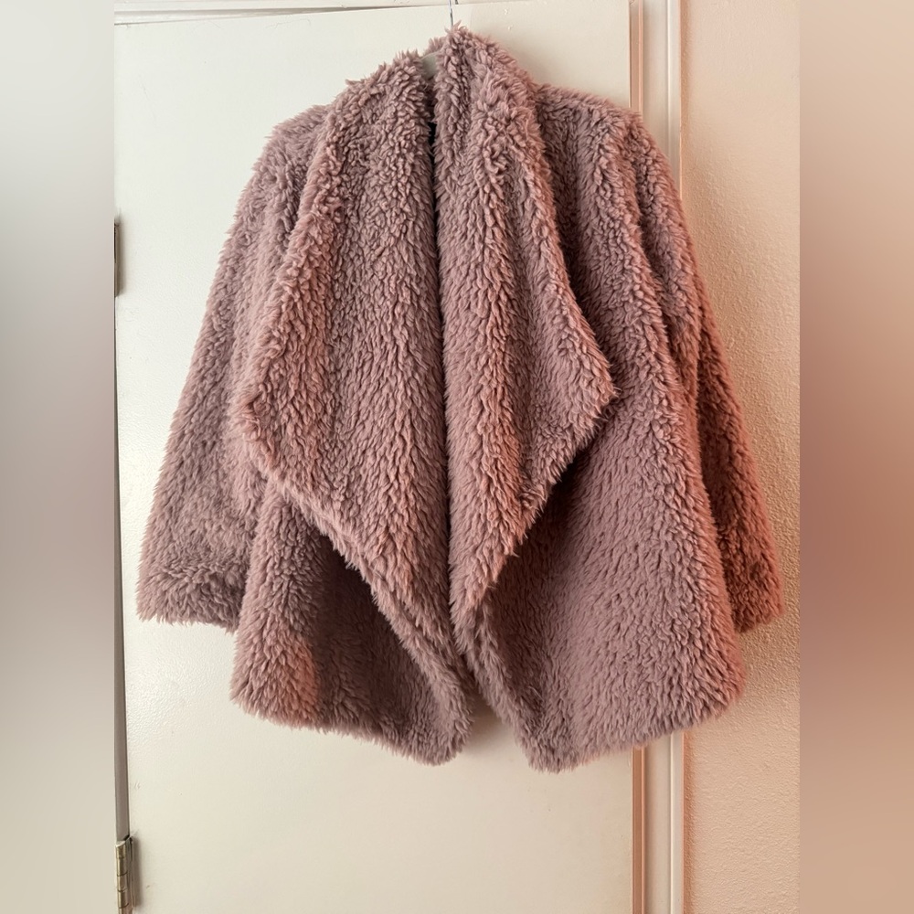 Plush Pink Faux Fur open front Jacket